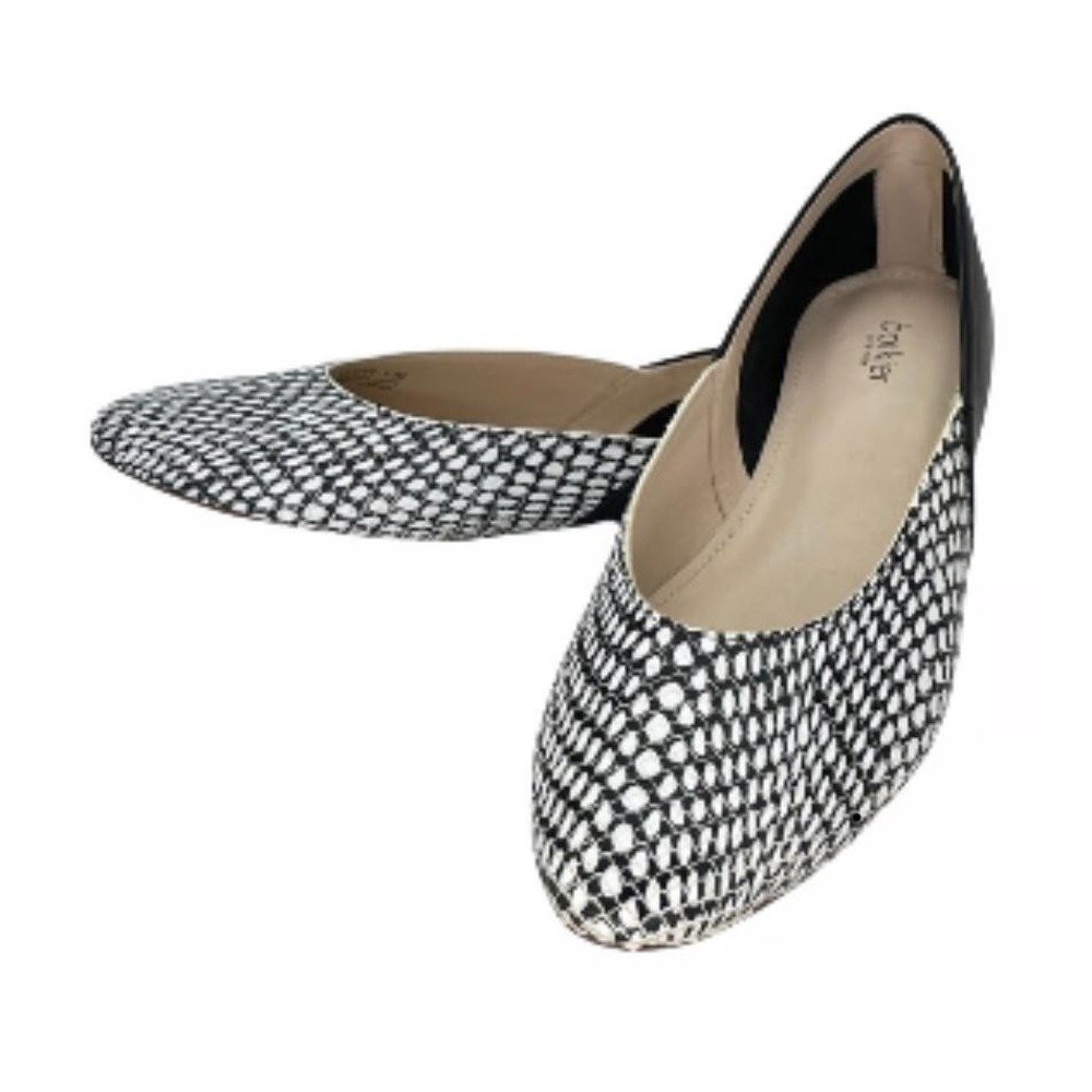 Women's Black and White Flats